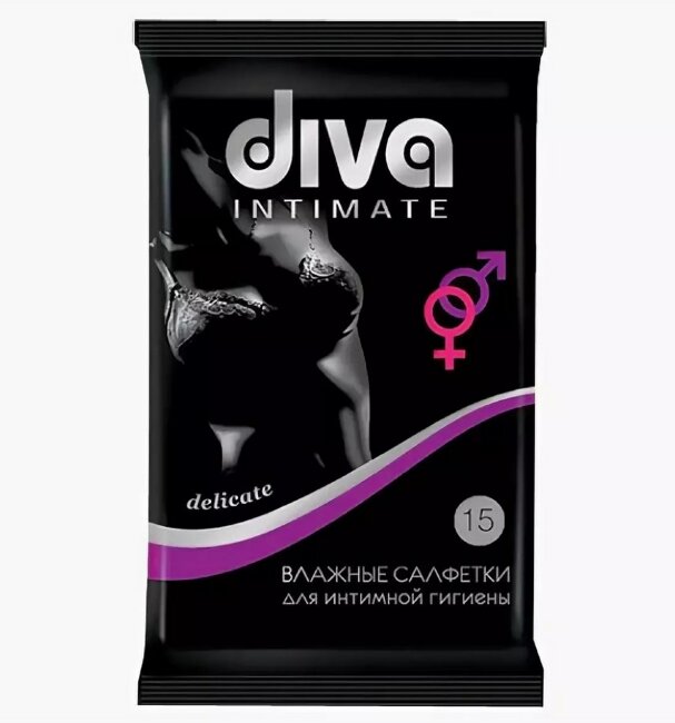 DIVA intimate BLACK №15 влажные салфетки для интимной гигиены DIVA intimate BLACK №15 влажные салфетки для интимной гигиены