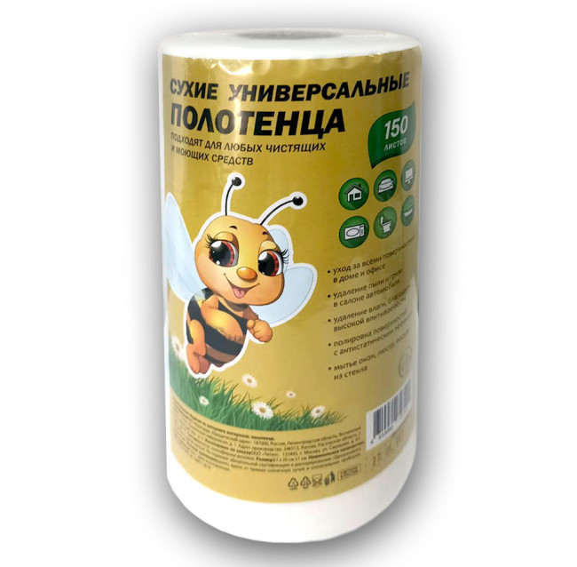 Пчёлка Cухие универсальные полотенца 150 листов