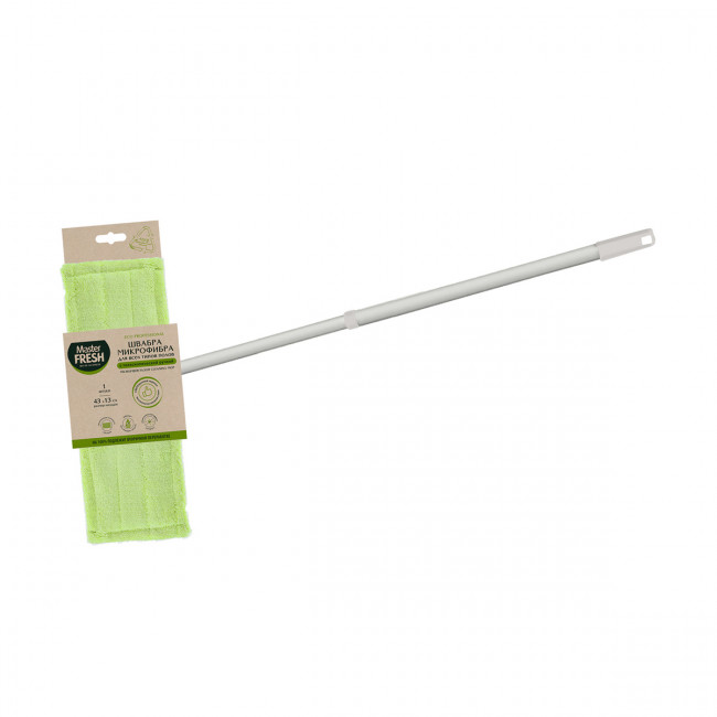 Master FRESH ЭКО швабра-флеттер для всех типов полов (микрофибра бархат) телескоп, СВЕРХусиленный черенок со стопорным кольцом, увеличенная платформа, 1шт