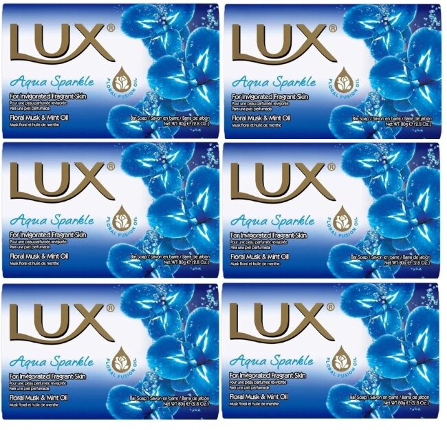 LUX Мыло туалетное Цветочный мускус и мятное масло, набор 6 шт х 80г LUX Мыло туалетное Цветочный мускус и мятное масло, набор 6 шт х 80г