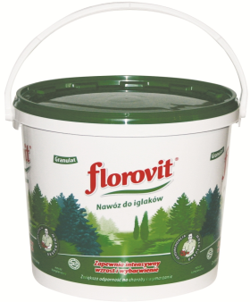 FLOROVIT  Гранулированный для хвойных растений и для туи  (тис, лиственница, можжевельник, кипарис, ель, сосна, пихта и др. ) 4 кг, ведро