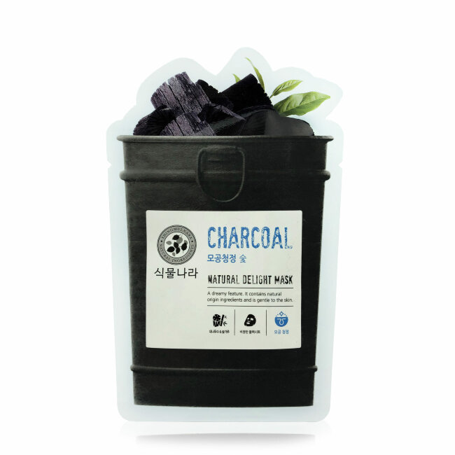 Супертонкая тканевая маска для лица с древесным углем "Natural Delight Mask", 25 г. Супертонкая тканевая маска для лица с древесным углем "Natural Delight Mask", 25 г.