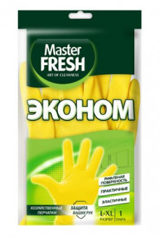 Master FRESH ЭКОНОМ хозяйственные перчатки (латексные с хлопком), 1 пара (большой размер L/XL) Master FRESH ЭКОНОМ хозяйственные перчатки (латексные с хлопком), 1 пара (большой размер L/XL)