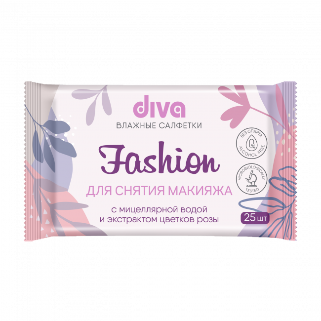 DIVA №25 влажные  салфетки  для снятия макияжа  с пластиковым клапаном