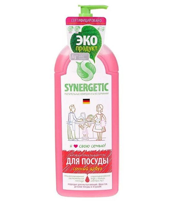 Synergetic биоразлагаемое средство для мытья посуды Арбуз 500мл (фрукты, детское) Synergetic биоразлагаемое средство для мытья посуды Арбуз 500мл (фрукты, детское)