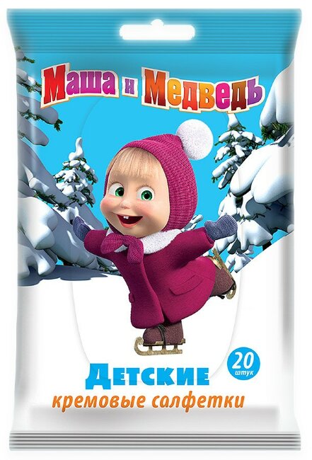 Маша и Медведь  №20 Кремовые детские салфетки
