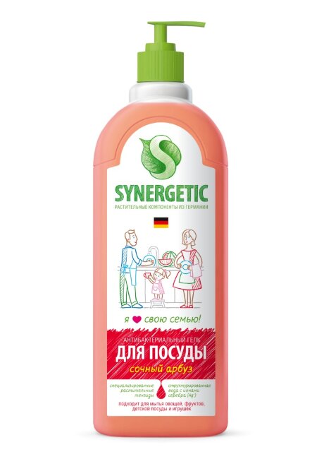 Synergetic биоразлагаемое средство для мытья посуды Арбуз 1л (фрукты, детское) Synergetic биоразлагаемое средство для мытья посуды Арбуз 1л (фрукты, детское)