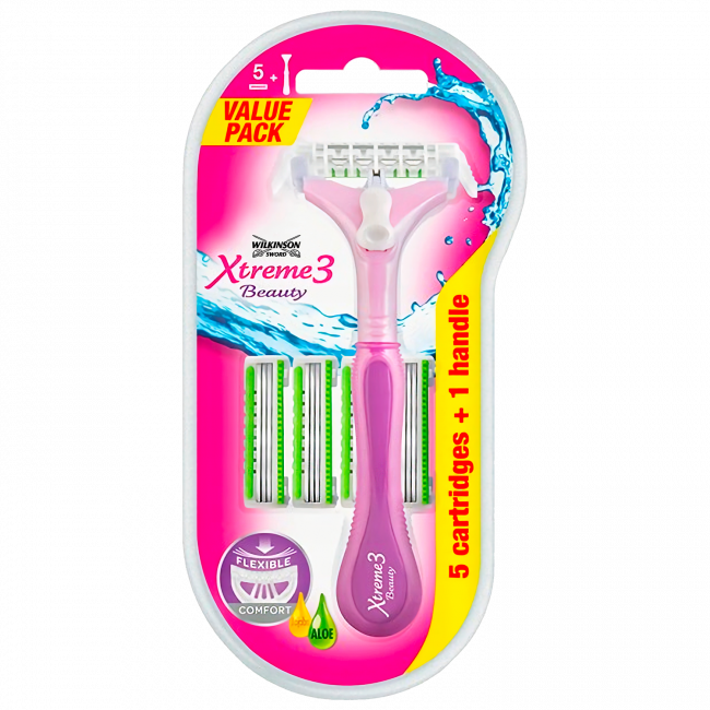 Wilkinson Schick Xtreme3 Beauty Женский станок д/бритья + кассеты 5 шт Wilkinson Schick Xtreme3 Beauty Женский станок д/бритья + кассеты 5 шт