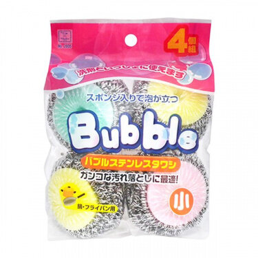 Губка кухонная "Пузырь" Kokubo со стальной спиралью в сеточке, 4 шт Губка кухонная "Пузырь" Kokubo со стальной спиралью в сеточке, 4 шт