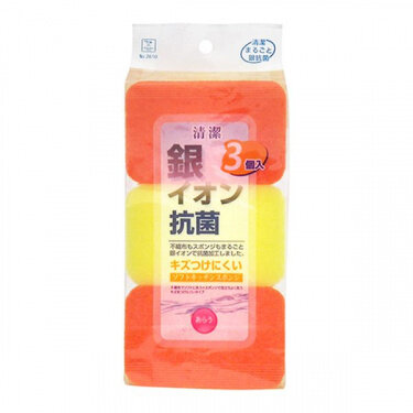 Губка для мытья посуды с ионами серебра и антимикробным эффектом Kokubo, 3 шт Губка для мытья посуды с ионами серебра и антимикробным эффектом Kokubo, 3 шт