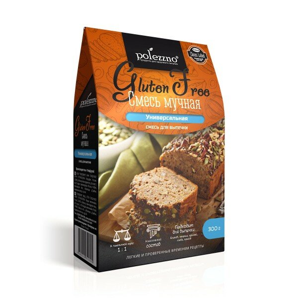 POLEZZNO Смесь для выпечки "Универсальная"  без глютена 300 г