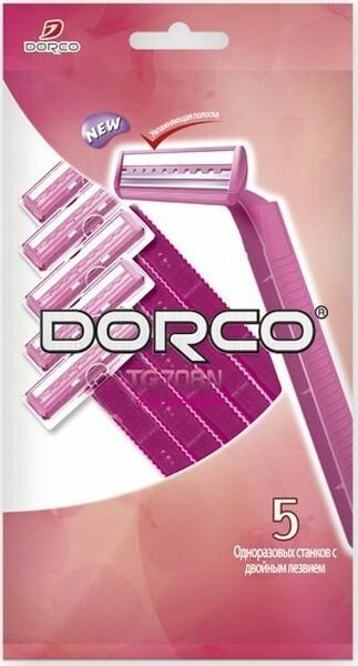 Dorco женский бритвенный станок 2 лезвия, увлажняющая полоска, 5шт Dorco женский бритвенный станок 2 лезвия, увлажняющая полоска, 5шт