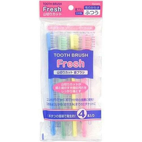 Набор зубных щеток со щетиной в форме зубцов средней жесткости "Fresh", 4 шт