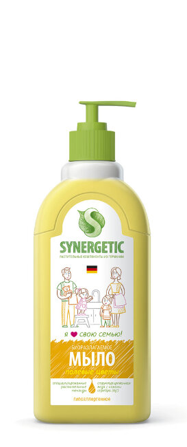 Synergetic биоразлагаемое жидкое мыло Полевые цветы 500мл дозатор Synergetic биоразлагаемое жидкое мыло Полевые цветы 500мл дозатор