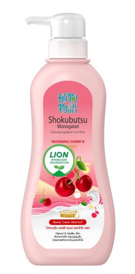 LION Thailand Shokubutsu Monogotari Крем-гель для душа «вишня с молоком» 500 мл