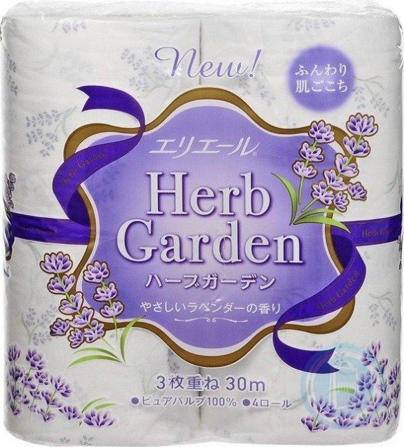 Туалетная бумага "Elleair" Herb Garden трехслойная, аромат лаванда, 4*30м