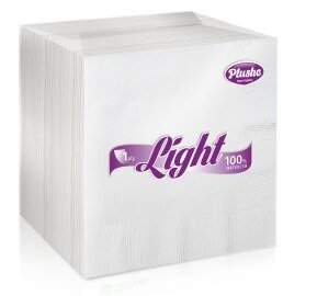 Plushe Light Салфетки 22,5см Super 100, 1 слой, 75 лист, белые Plushe Light Салфетки 22,5см Super 100, 1 слой, 75 лист, белые