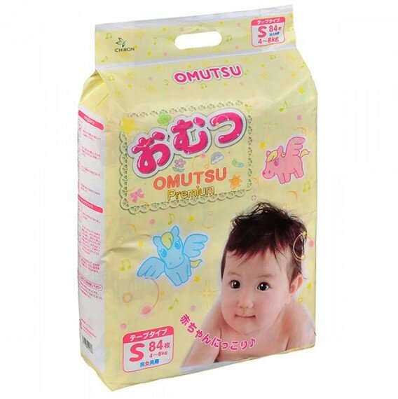 OMUTSU Подгузники детские S (4-8 кг), 84 шт. OMUTSU Подгузники детские S (4-8 кг), 84 шт.