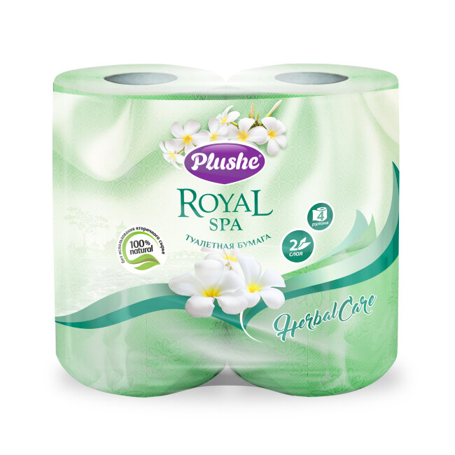 Plushe Royal Spa Herbal Care туалетная бумага 2 слоя 4 рулона 23м Plushe Royal Spa Herbal Care туалетная бумага 2 слоя 4 рулона 23м