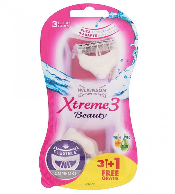 Wilkinson Schick Xtreme3 Beauty Sensitive Женский однораз. станок 3+1 шт увл.полоска, плав. головка Wilkinson Schick Xtreme3 Beauty Sensitive Женский однораз. станок 3+1 шт увл.полоска, плав. головка