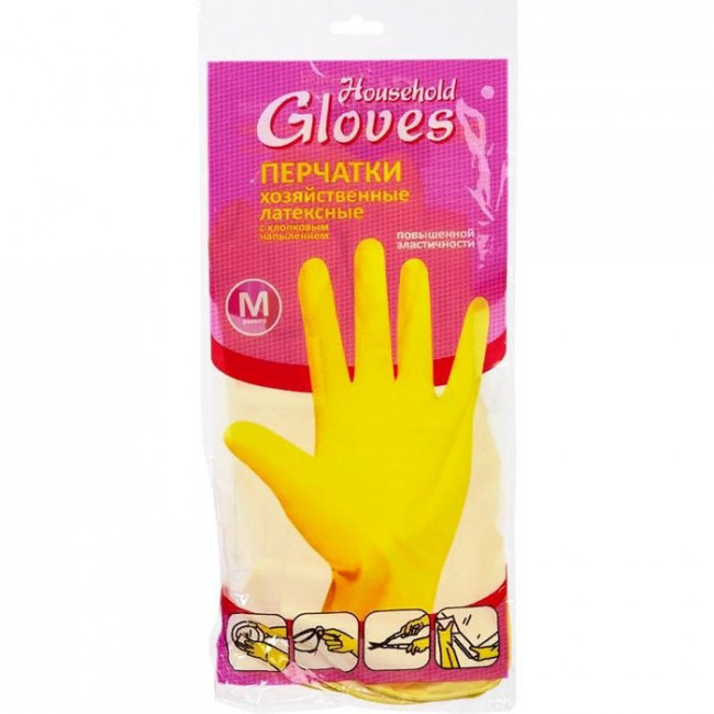 Gloves Перчатки хозяйственные из Латекса желтые M