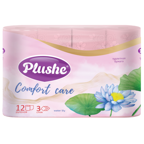 ТБ Plushe Comfort Care Water Lily, 12 рул 3 слоя *16м, розовый, аром ТБ Plushe Comfort Care Water Lily, 12 рул 3 слоя *16м, розовый, аром