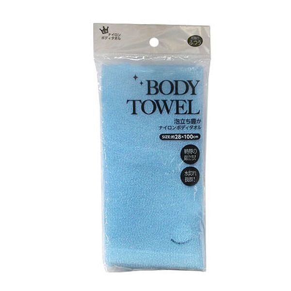 Мочалка для тела нейлоновая голубая, 28х100 см