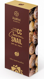 AsiaKiss CC Cream Snail CC-крем для лица с экстрактом муцина улитки и ультра восстанавливающим эффектом SPF 40 PA++ 60 мл AsiaKiss CC Cream Snail CC-крем для лица с экстрактом муцина улитки и ультра восстанавливающим эффектом SPF 40 PA++ 60 мл