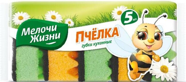 МЖ Губки кухонные Пчелка волнистая 5 шт МЖ Губки кухонные Пчелка волнистая 5 шт