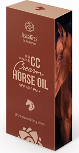 AsiaKiss CC Cream Horse Oil CC-крем для лица с экстрактом лошадиного жира и ультра оздоравливающим эффектом SPF 40 PA++ 60 мл AsiaKiss CC Cream Horse Oil CC-крем для лица с экстрактом лошадиного жира и ультра оздоравливающим эффектом SPF 40 PA++ 60 мл