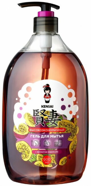 Kensai Высокоэкономичный гель для мытья посуды и детских принадлежностей с ароматом маракуйя 900 мл Kensai Высокоэкономичный гель для мытья посуды и детских принадлежностей с ароматом маракуйя 900 мл