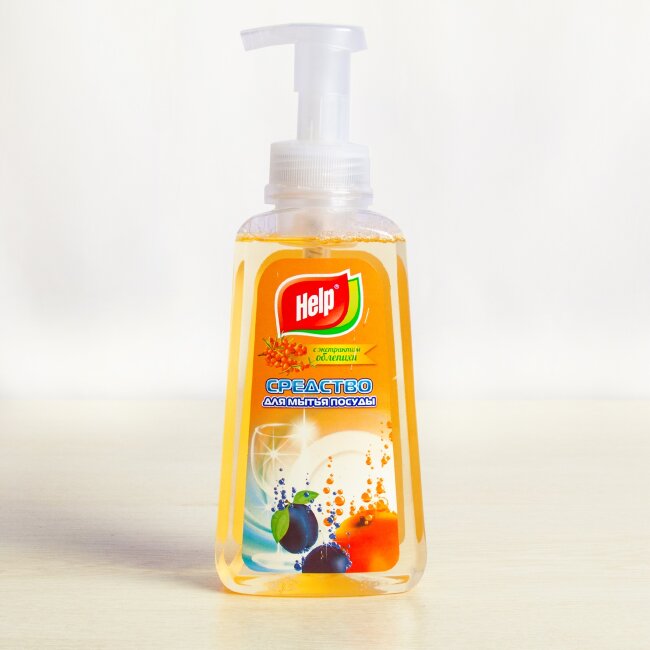 Средство для мытья посуды пена - концентрат "Help" Облепиха 500 г с дозатором Средство для мытья посуды пена - концентрат "Help" Облепиха 500 г с дозатором