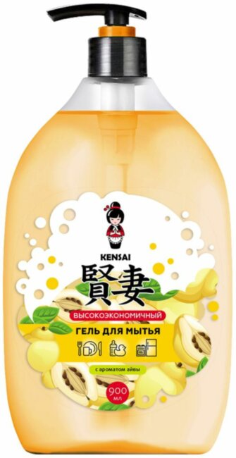 Kensai Высокоэкономичный гель для мытья посуды и детских принадлежностей с экстрактом айвы 900 мл