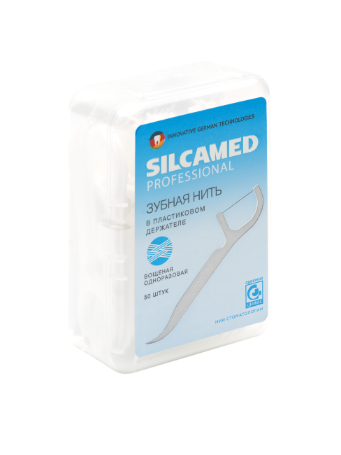 Зубная нить в пластиковом держателе SILCAMED серии DENTAL PROFF SYSTEM Зубная нить в пластиковом держателе SILCAMED серии DENTAL PROFF SYSTEM