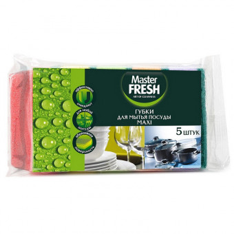Master FRESH Губки для мытья посуды MAXI, 5шт