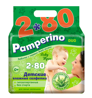 Pamperino  DUO №80 * 2 детские влажные салфетки 