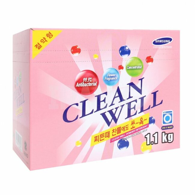 "CLEAN WELL" Универсальный концентрированный порошок с кондиционером и цветочным ароматом коробочка 1,1 кг "CLEAN WELL" Универсальный концентрированный порошок с кондиционером и цветочным ароматом коробочка 1,1 кг