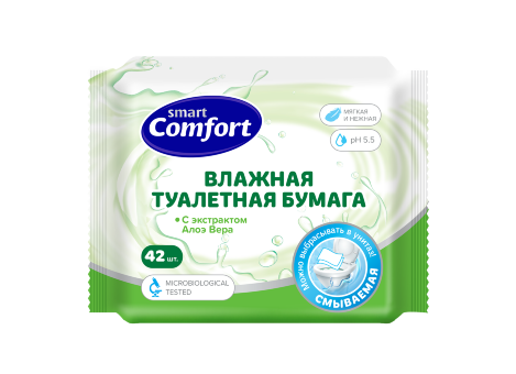 Влажная туалетная бумага Comfort smart №42 с алоэ вера