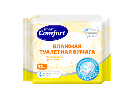 Влажная туалетная бумага Comfort smart №42 с ромашкой