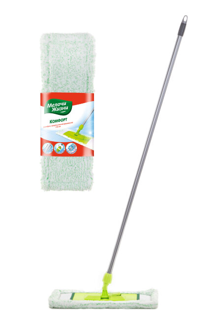МЖ Швабра плоская двусторонняя ДУО с рукояткой 118 см МЖ Швабра плоская двусторонняя ДУО с рукояткой 118 см