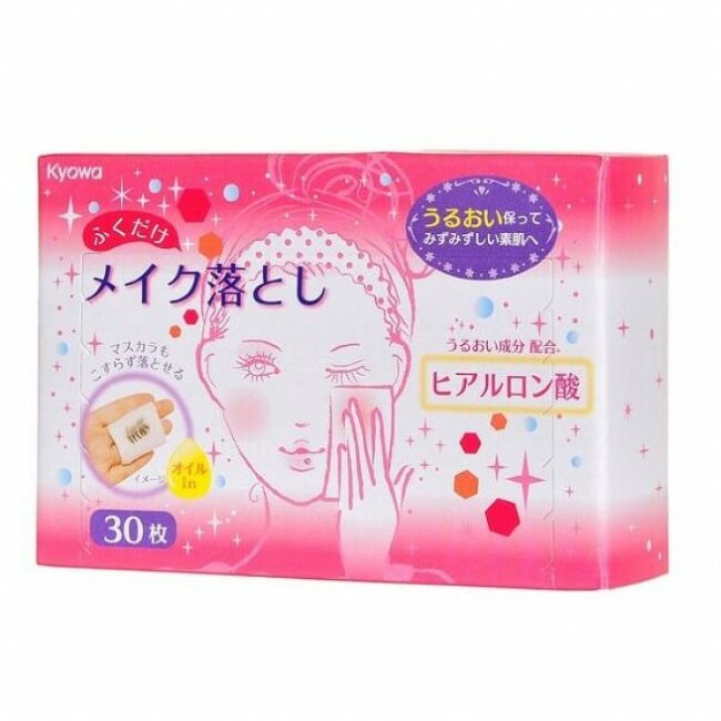 Салфетки влажные для снятия макияжа с гиалуроновой кислотой Kyowa, 30 шт