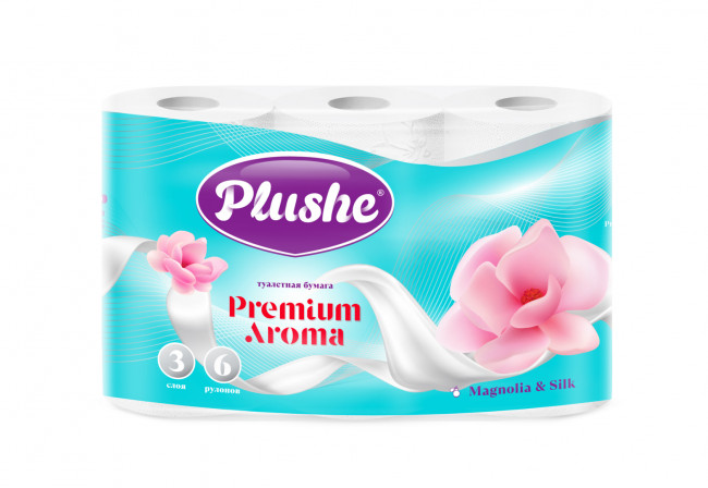 Plushe Premium Aroma Magnolia & Silk т/б 3 слоя 6 рулонов 15 м Plushe Premium Aroma Magnolia & Silk т/б 3 слоя 6 рулонов 15 м