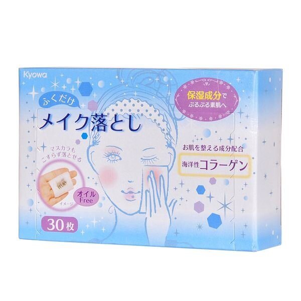 Салфетки влажные для снятия макияжа с морским коллагеном Kyowa, 30 шт Салфетки влажные для снятия макияжа с морским коллагеном Kyowa, 30 шт