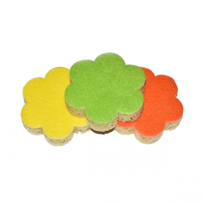 Master FRESH Губки д/посуды FLOWER, 3 шт. КРУПНОПОРИСТЫЙ ЕВРОПЕЙСКИЙ поролон