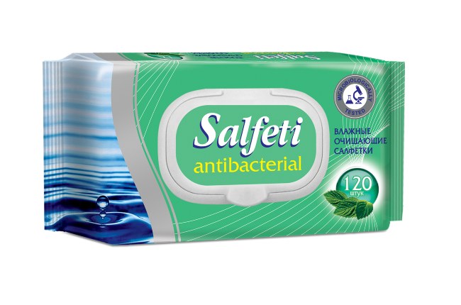 Salfeti antibac mega pack №120 влажные салфетки  антибактериальные с клапаном