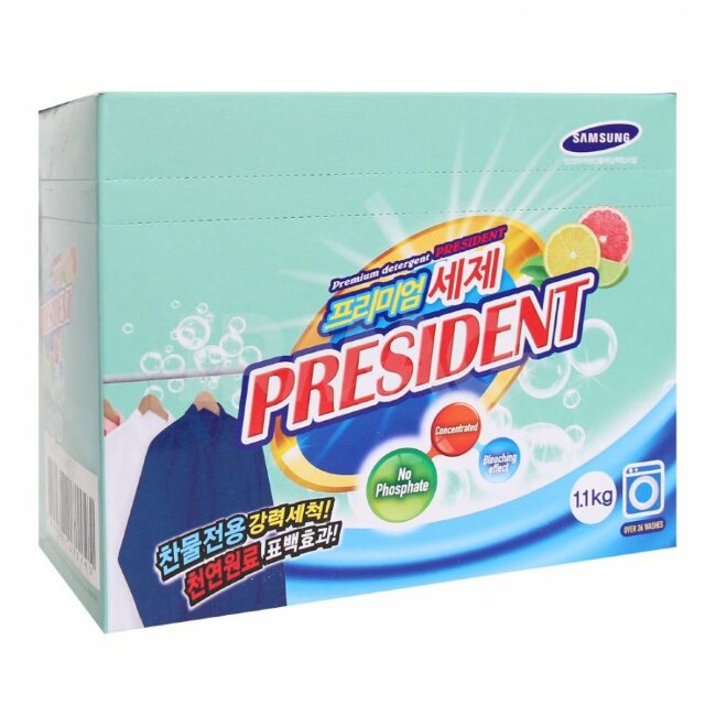 "PRESIDENT" Универсальный концентрированный порошок для стирки белья с цитрусовым ароматом коробочка 1,1 кг "PRESIDENT" Универсальный концентрированный порошок для стирки белья с цитрусовым ароматом коробочка 1,1 кг