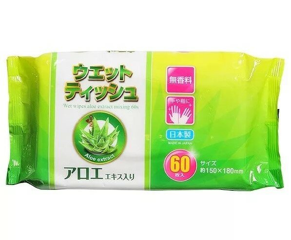 Салфетки влажные для рук с экстрактом алоэ, 60 шт Салфетки влажные для рук с экстрактом алоэ, 60 шт