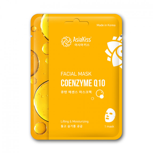 ASIAKISS тканевая маска для лица c коэнзимом q10 1шт ASIAKISS тканевая маска для лица c коэнзимом q10 1шт