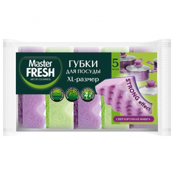 Master FRESH Губки д/мытья посуды XL-размер STRONG effect, 5шт