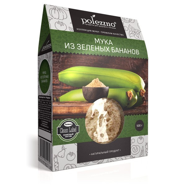 POLEZZNO Мука из зеленых бананов 500г POLEZZNO Мука из зеленых бананов 500г